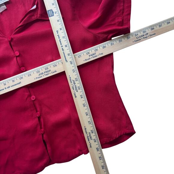 Impressions of California red short sleeve button front blouse 90s - Picture 4 of 4